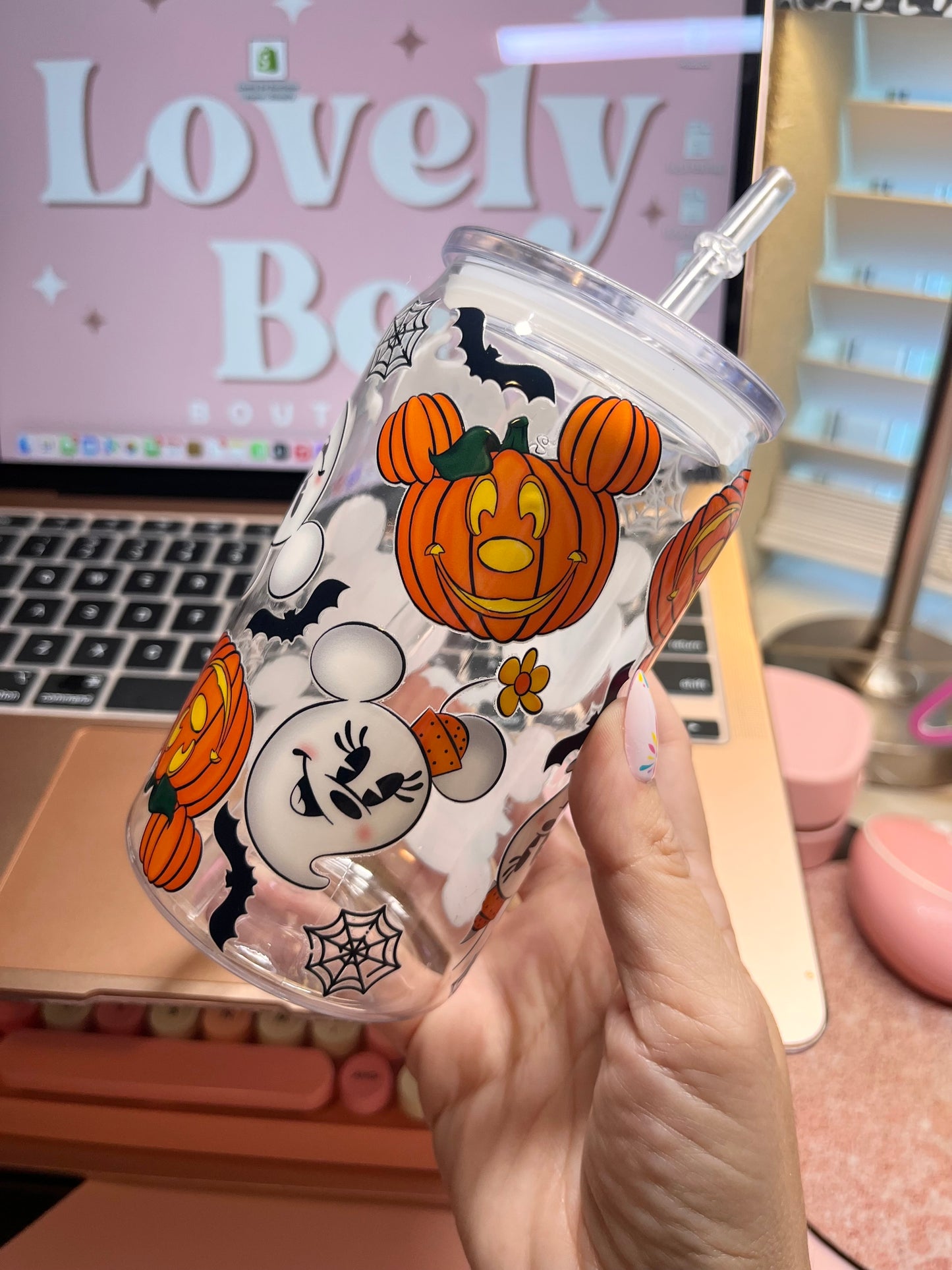 Cute pumpkin & ghost acrylic cup