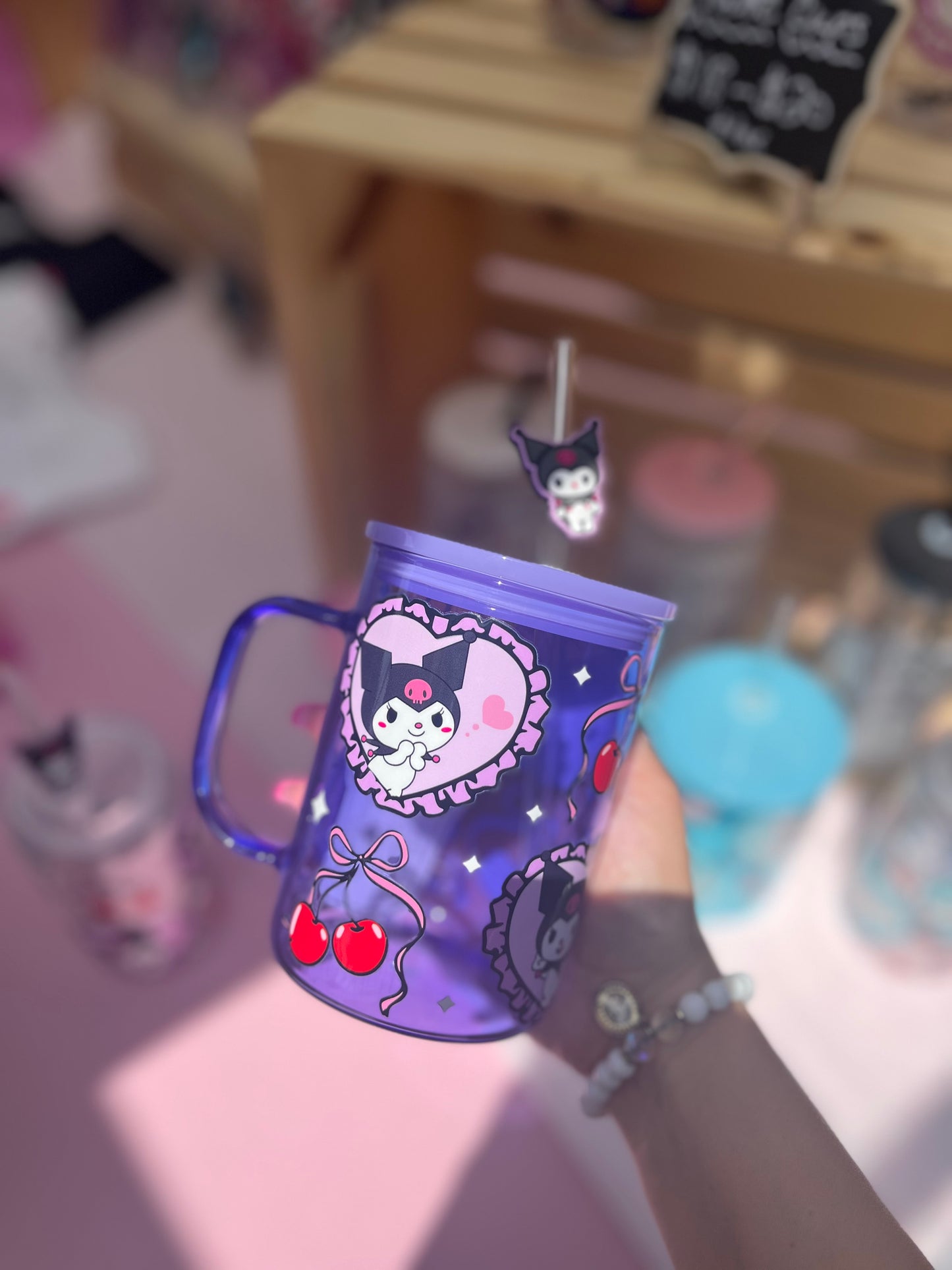 Kuromi purple glass mug