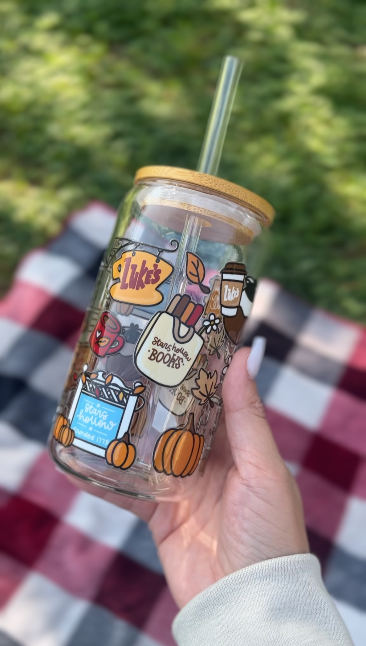 Stars Hollow vibes glass cup