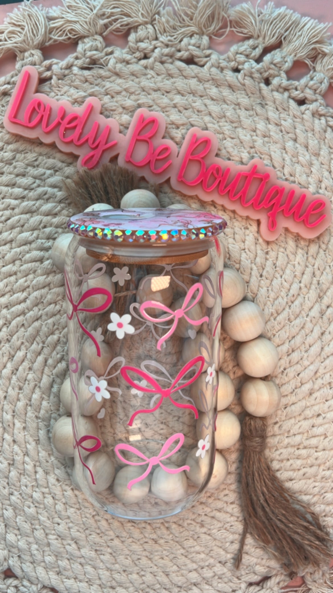 Pink bows & bling glass cups budle