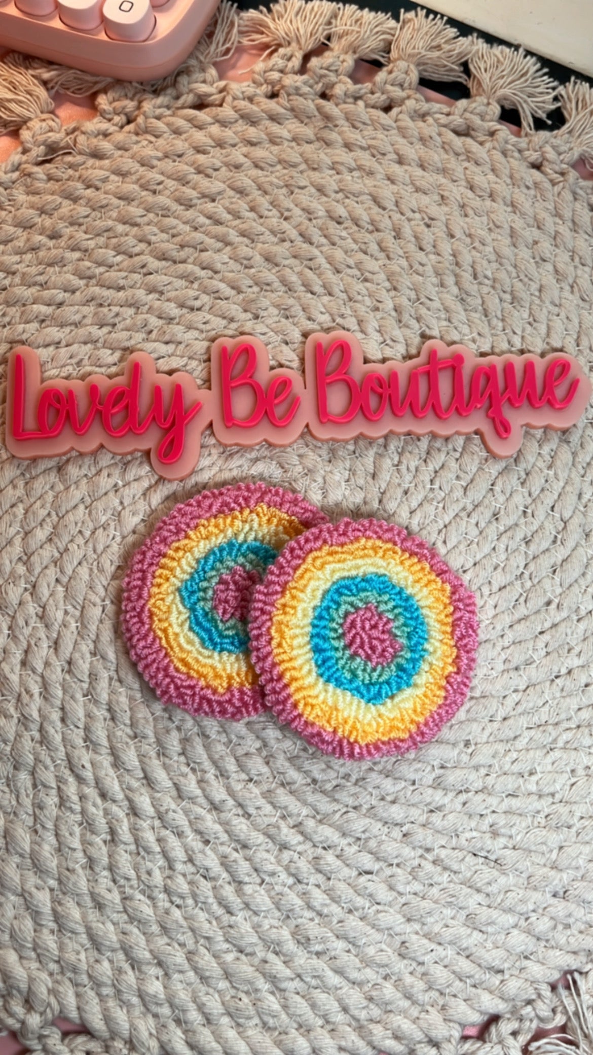 Pink Rainbow car coasters