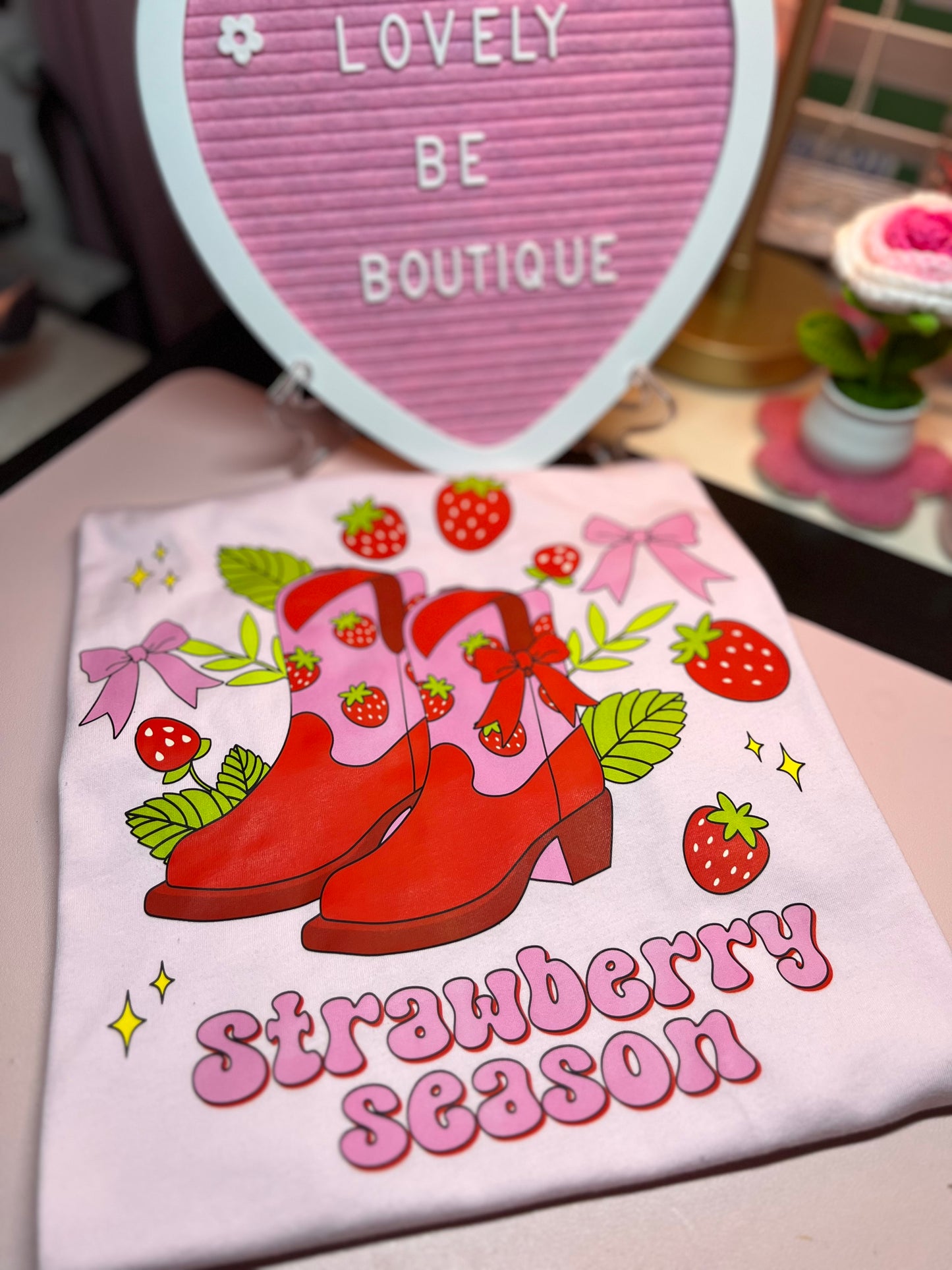 Strawberry Season ( light pink shirt)