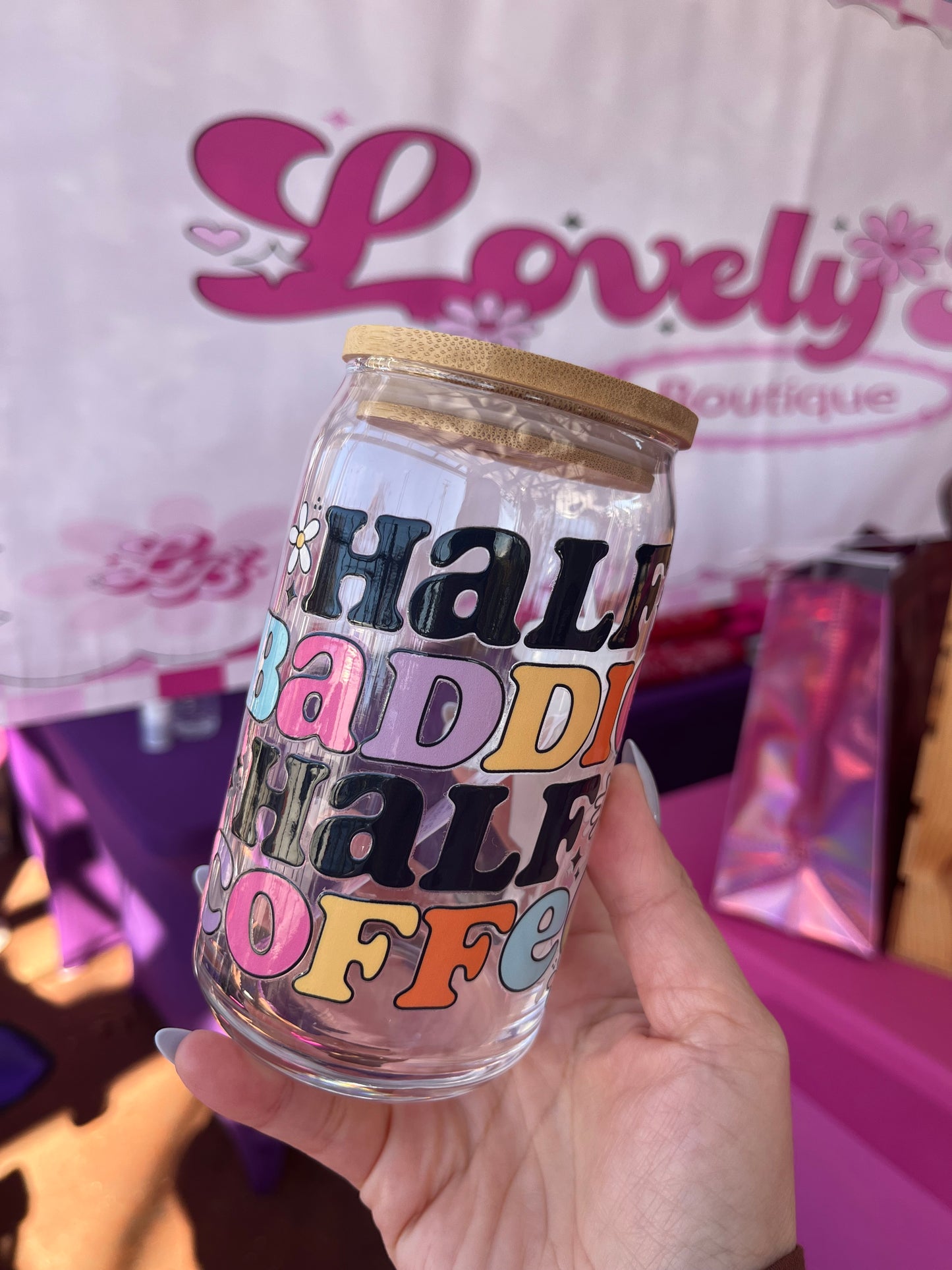 Half Baddie half coffee glass cup