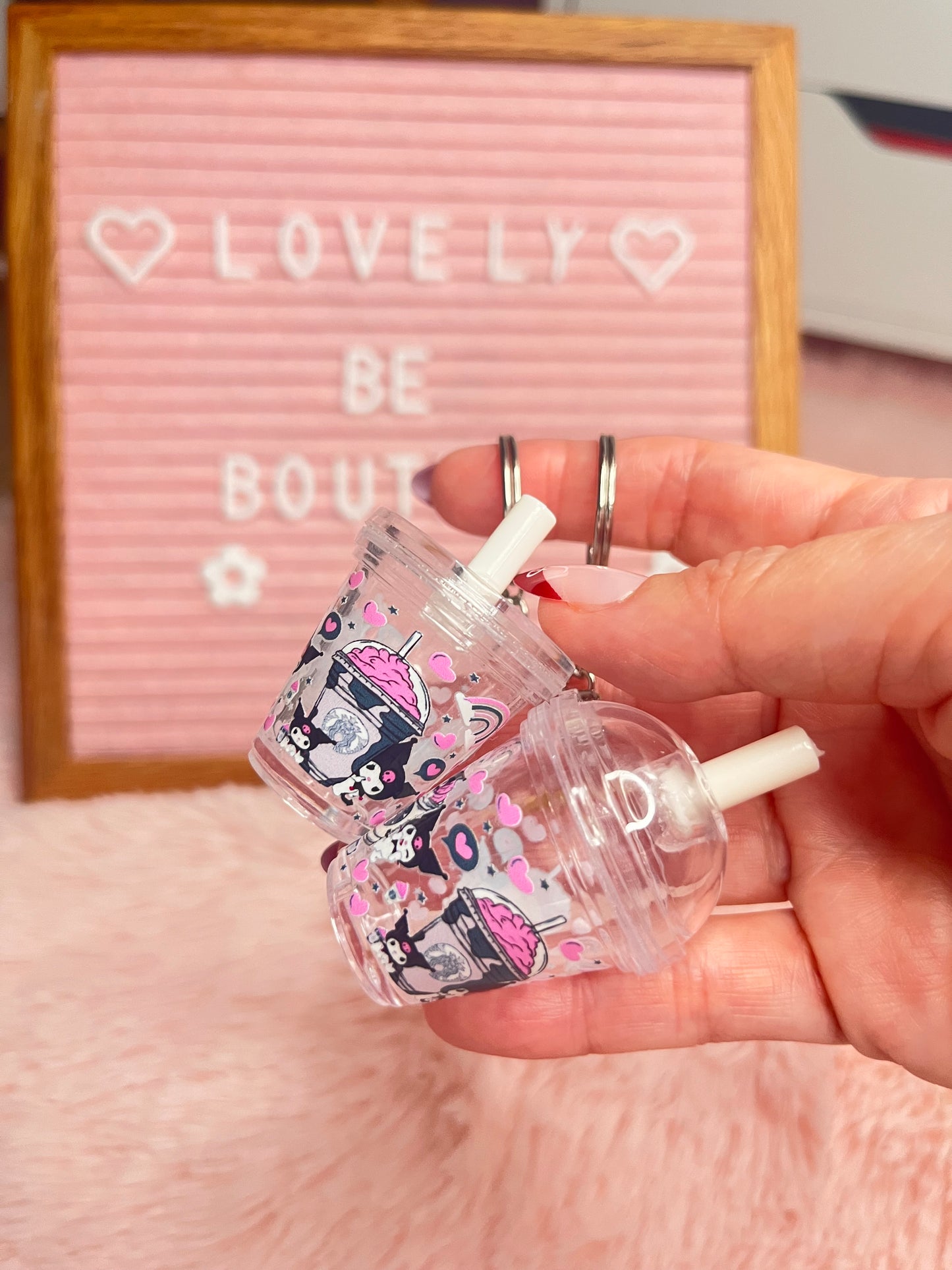 Kuromi lattes coffee cup keychain