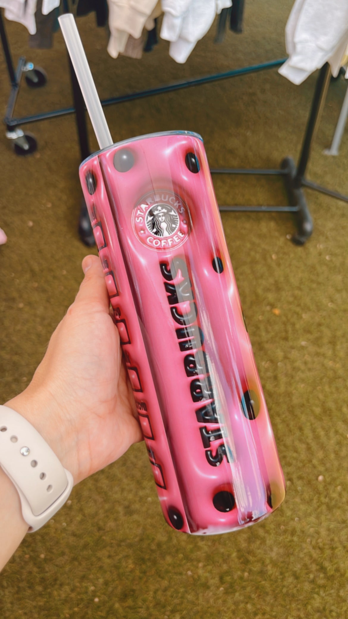 Pink Starbies Mouse tumbler