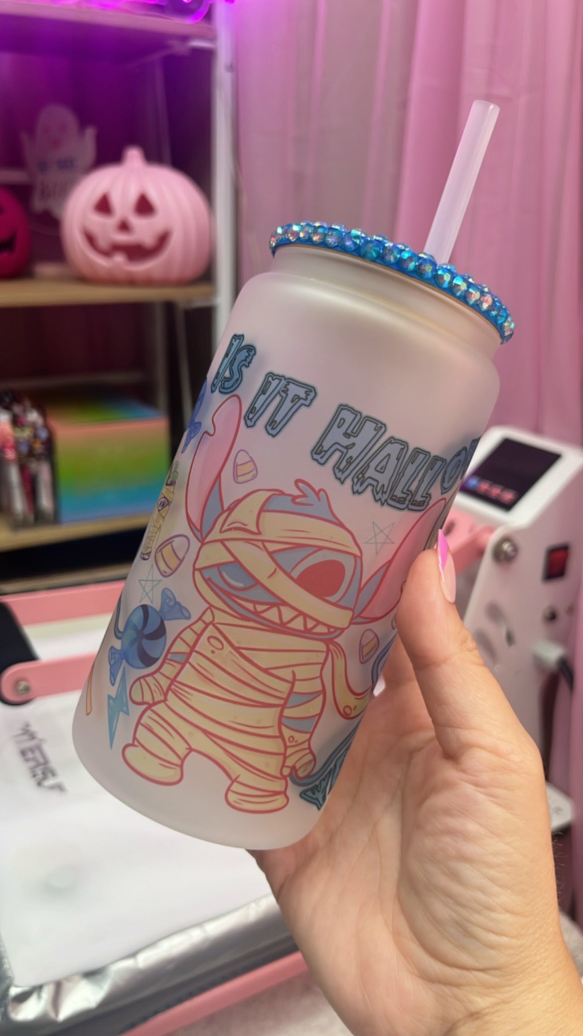 Blue Zombie glass libby cup