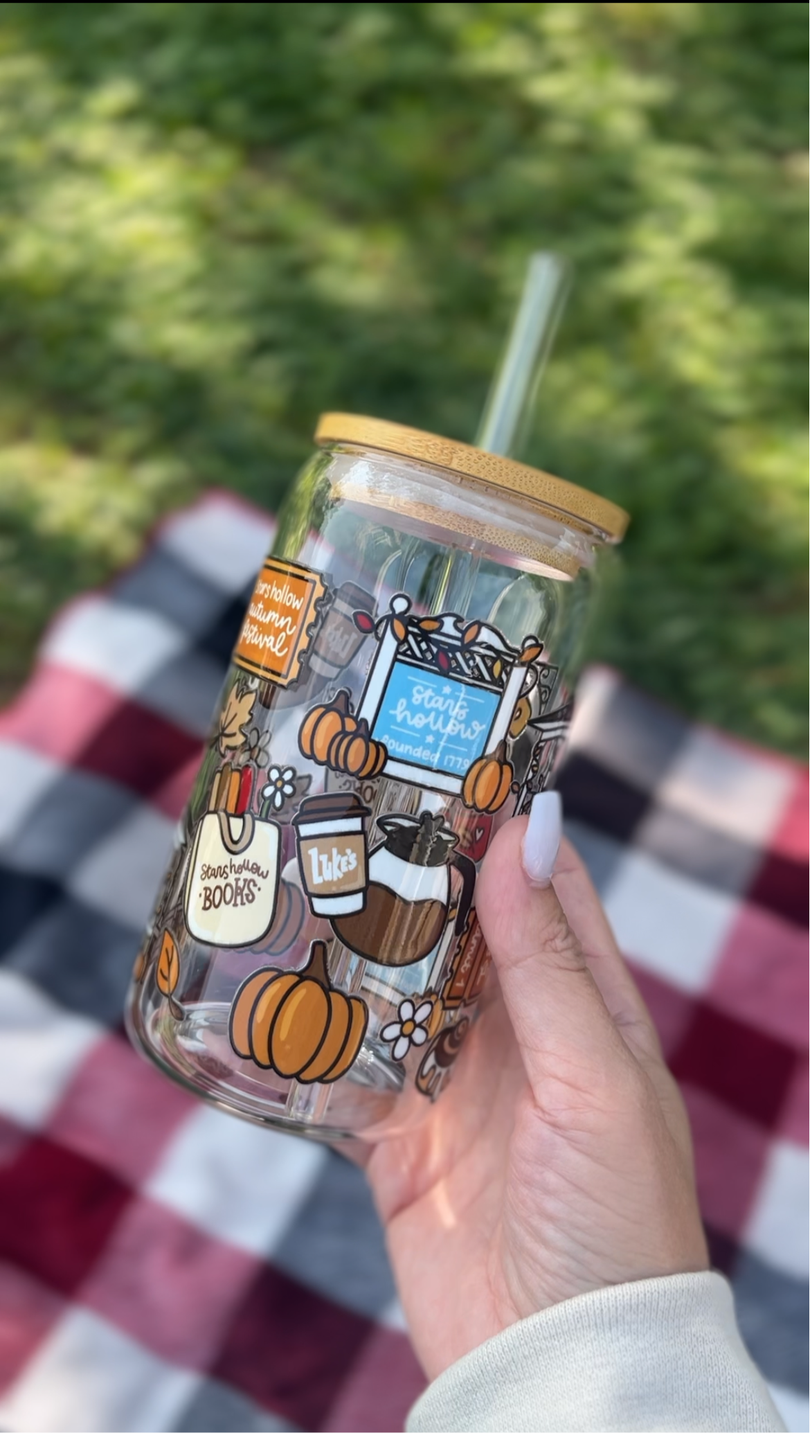 Stars Hollow vibes glass cup