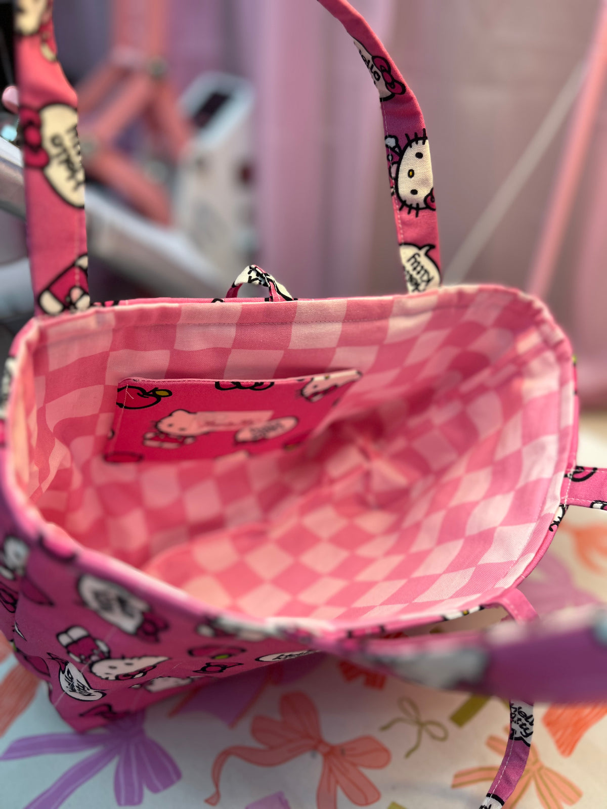 Pink Kitty Mini tote bag