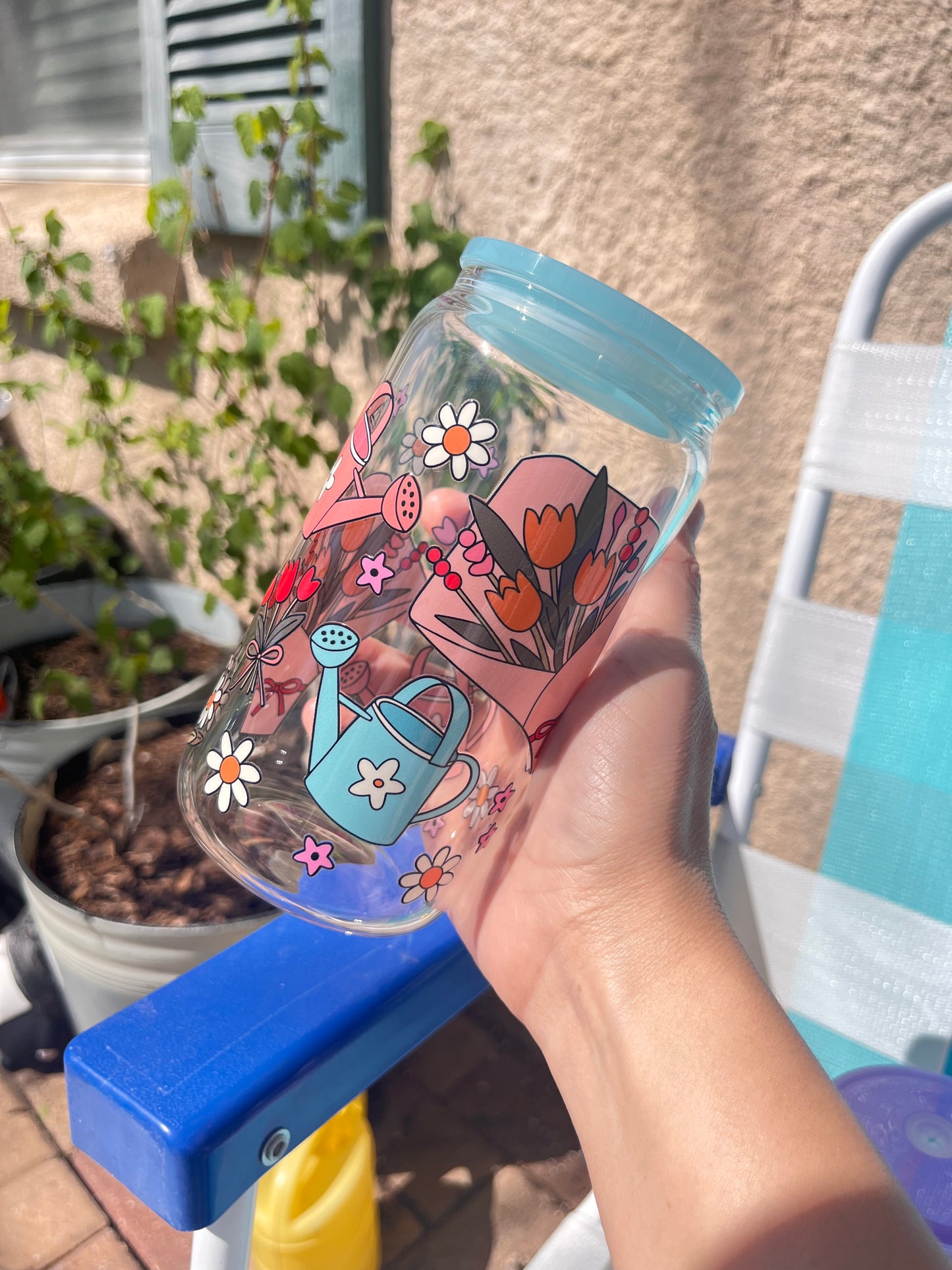 Spring vibes glass cup