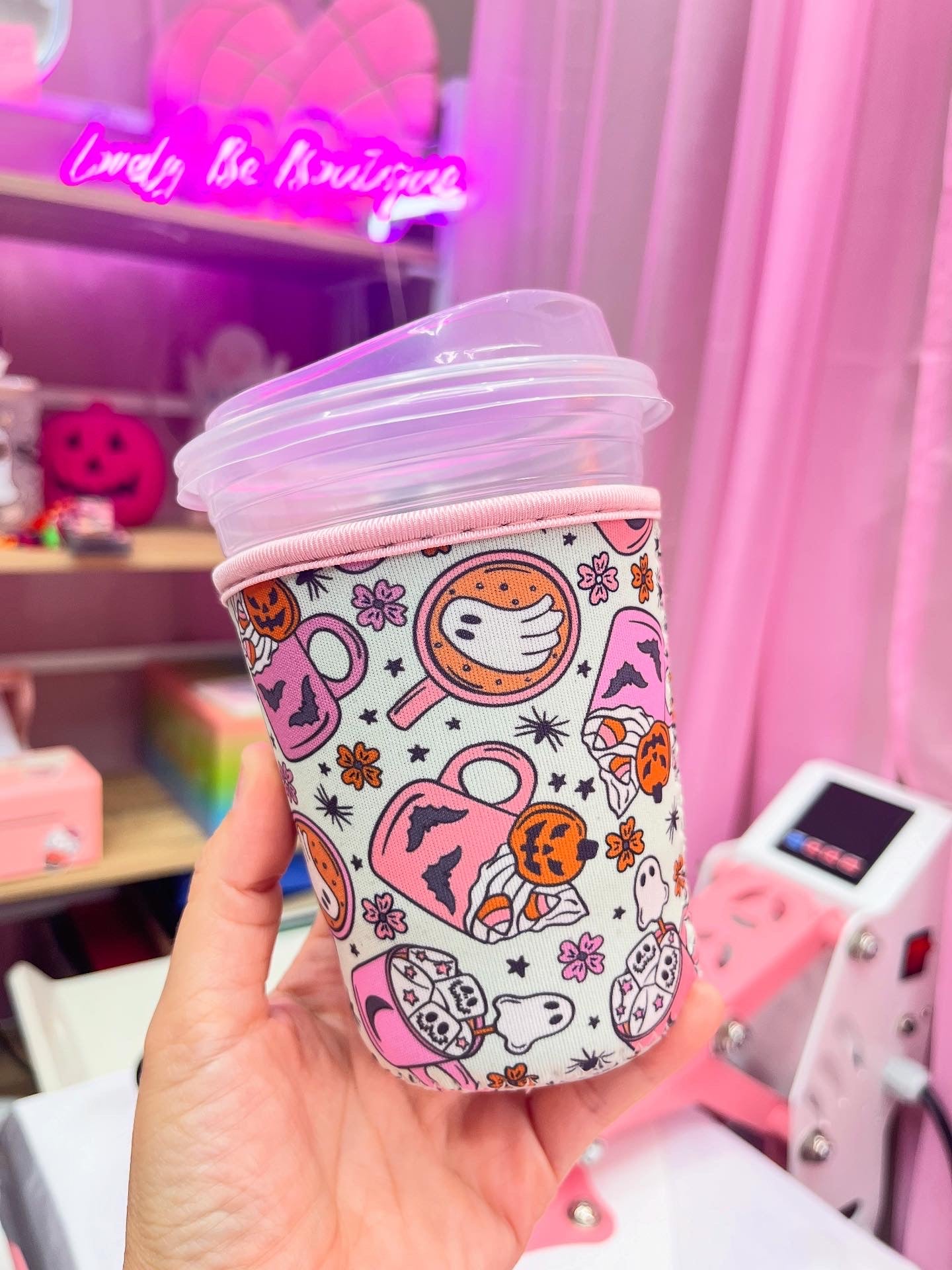Spooky Lattes 16 oz cup sleeve