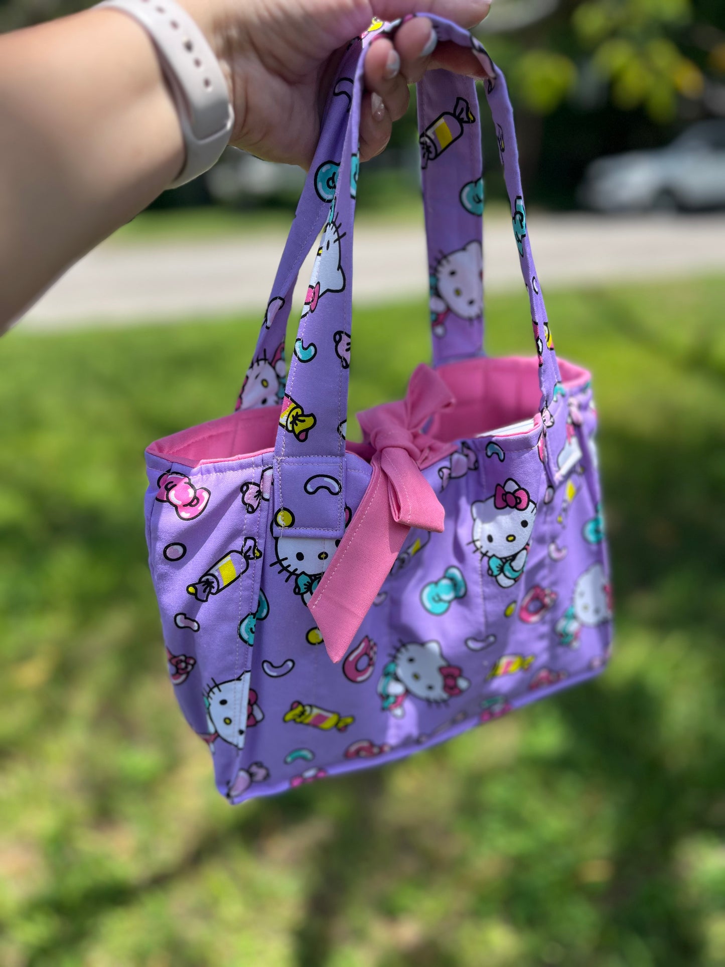 Mini purple kitty tote