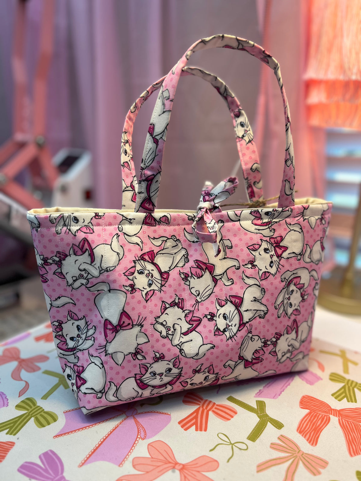 White kitty Mini tote bag