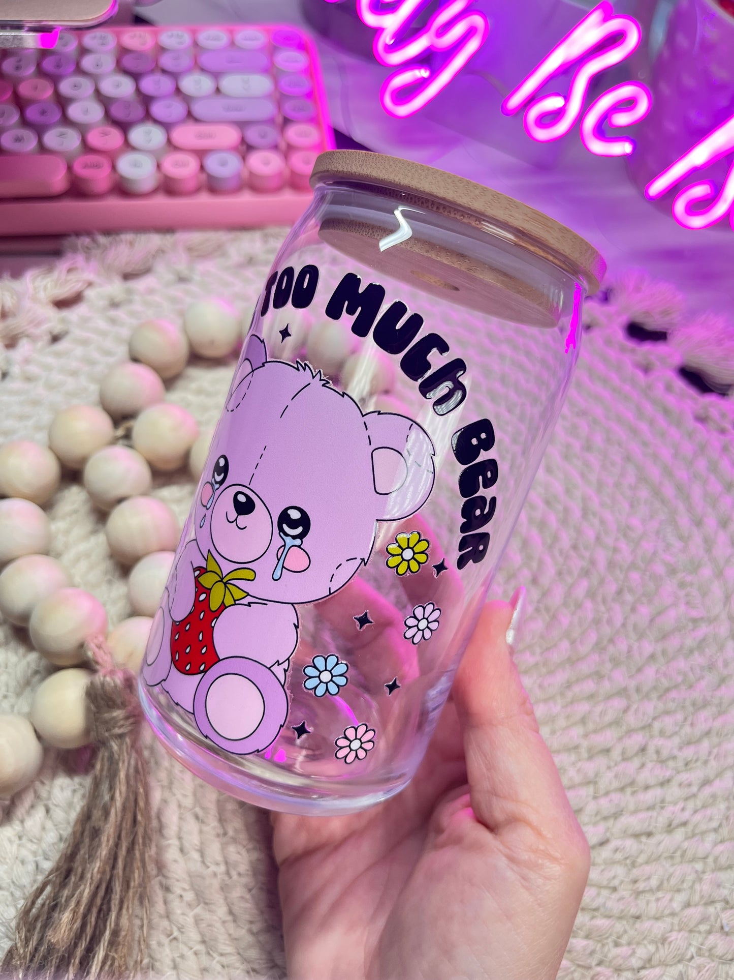 I care too much to Bear glass cup