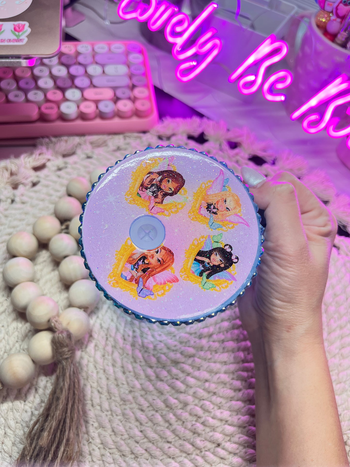 Fairy Pixies blue glass mug