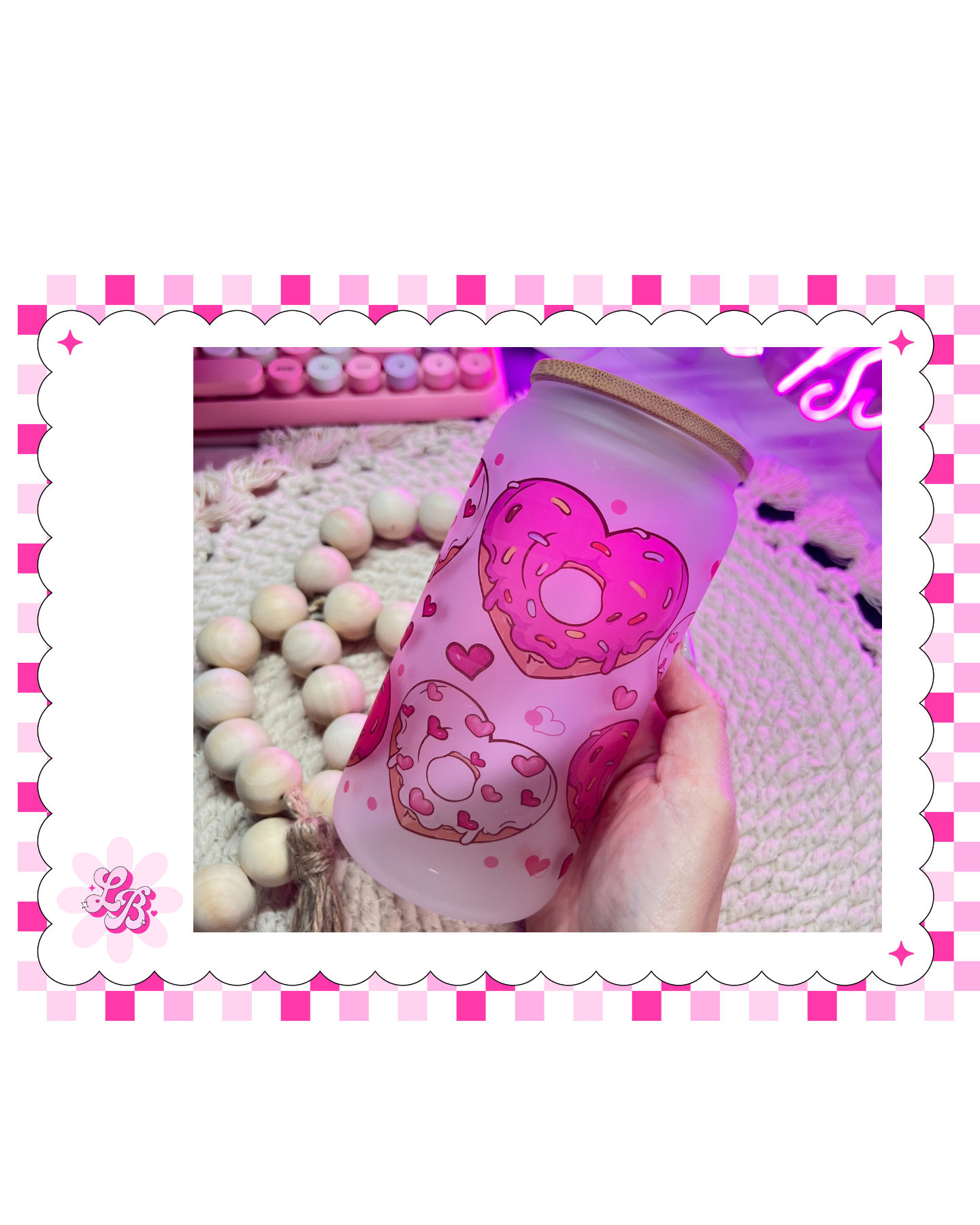Heart Donuts glass frosted cup