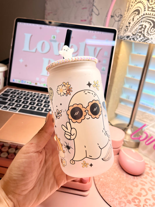 Hippie Ghost glass cup