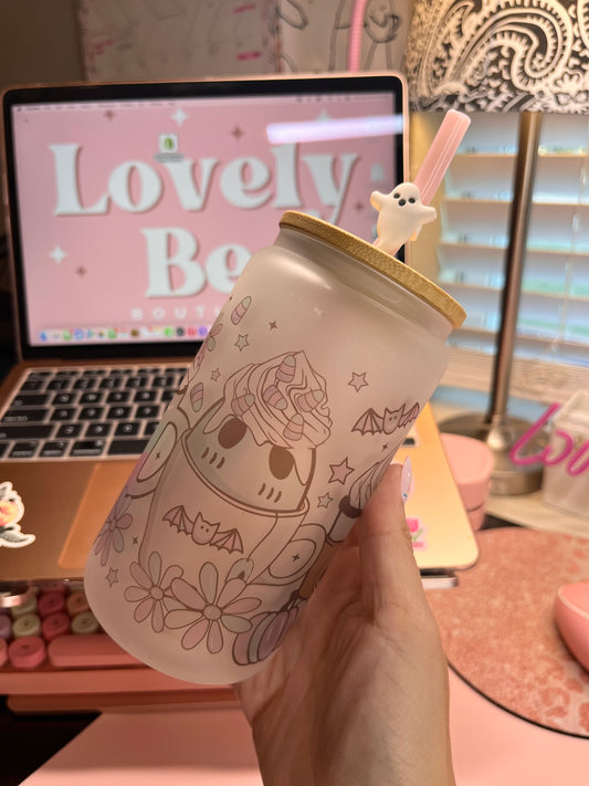 Spooky lattes glass cup