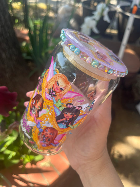 Girly girls glass cup ( Bratz)