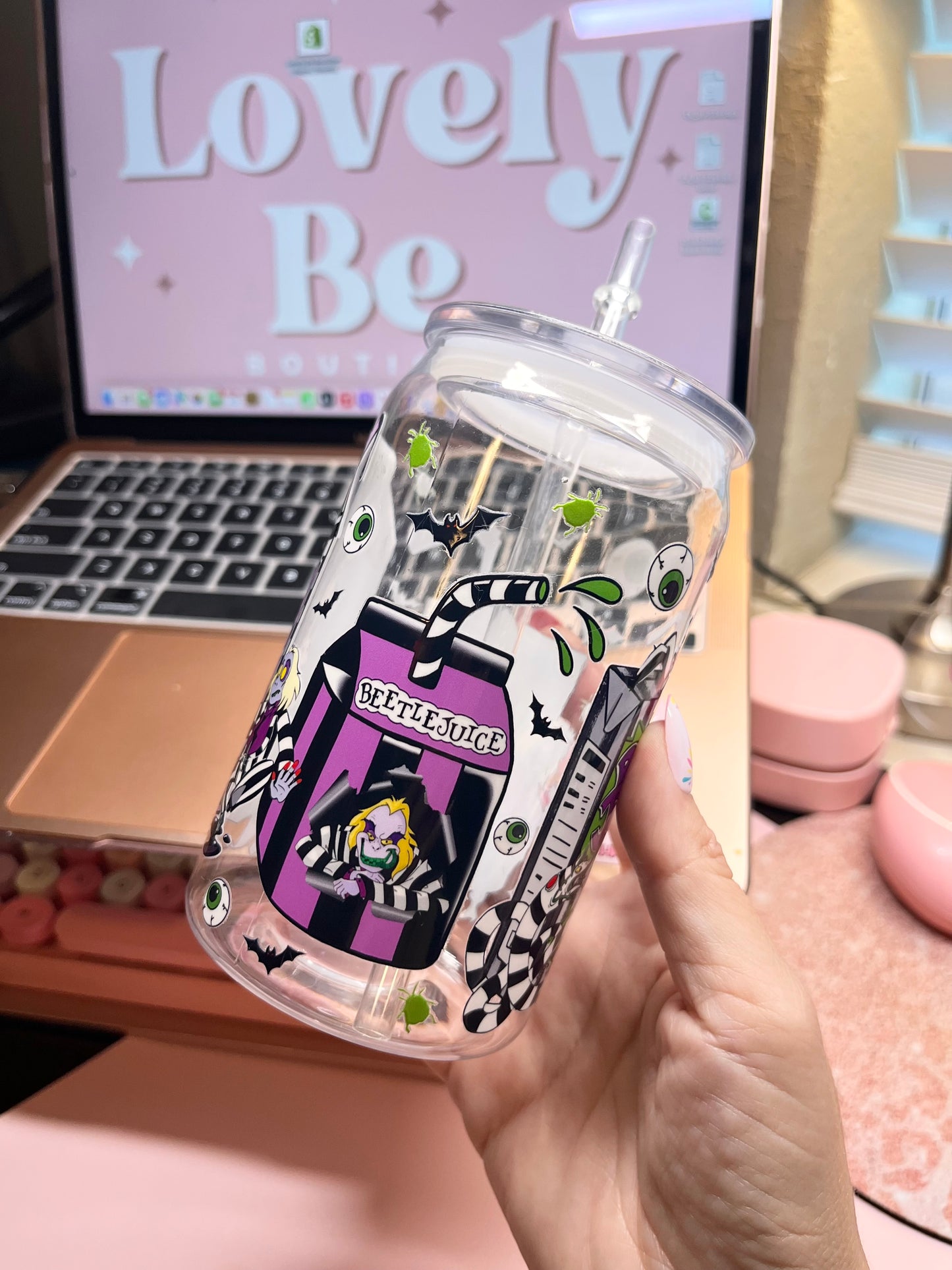 Beetlejuice acrylic cup