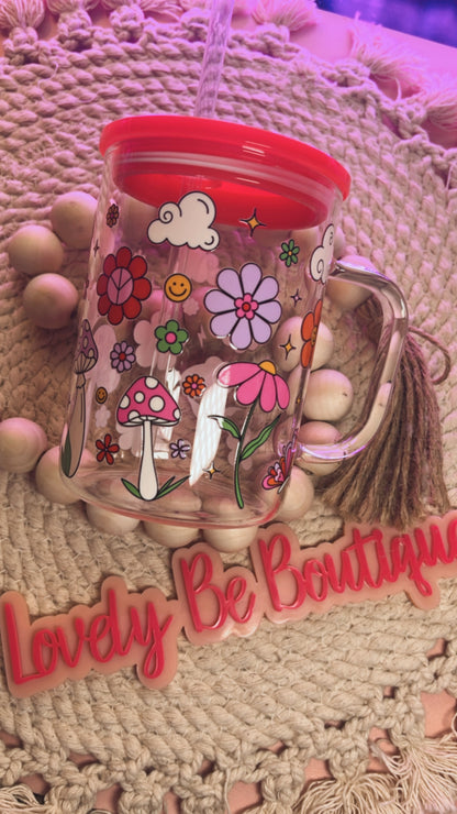 Spring fever red glass mug