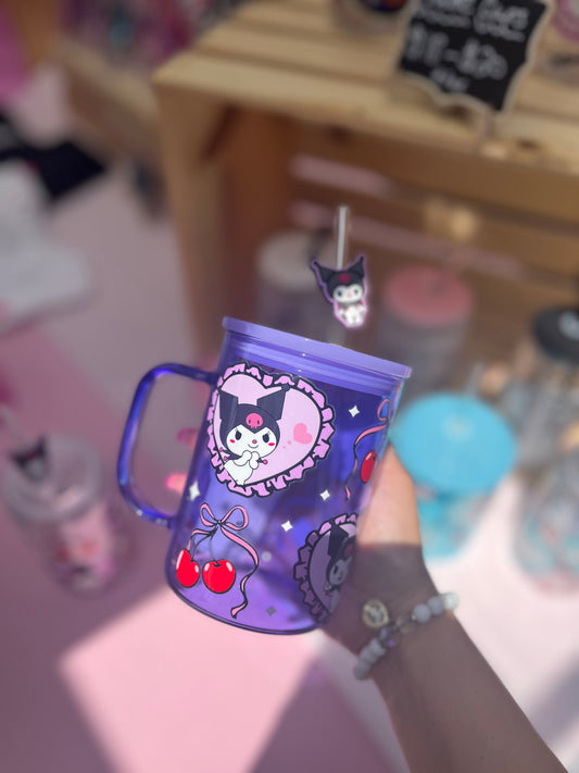 Kuromi purple glass mug