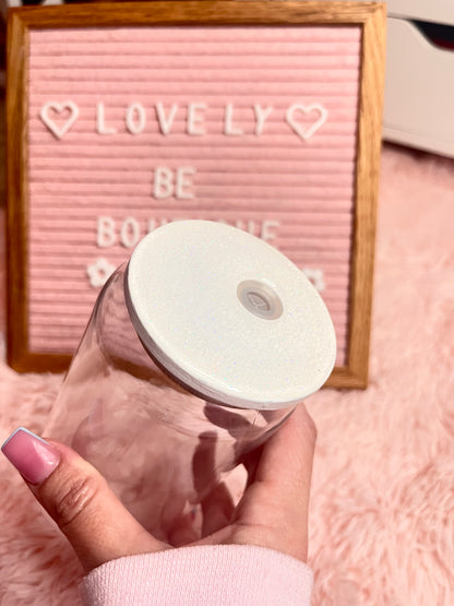White resin glitter lid (lid only)