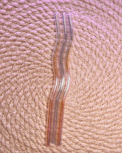 Light colored assorted wavy glass straws