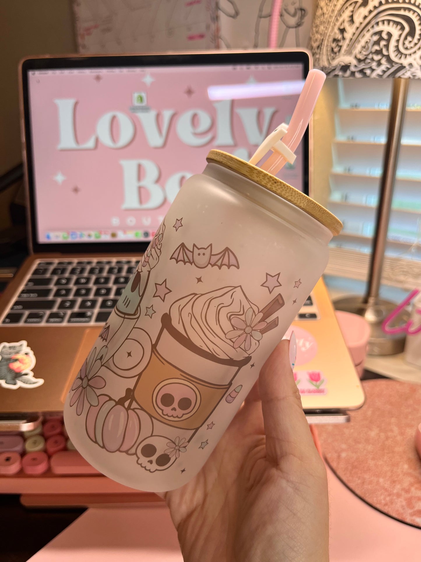 Spooky lattes glass cup