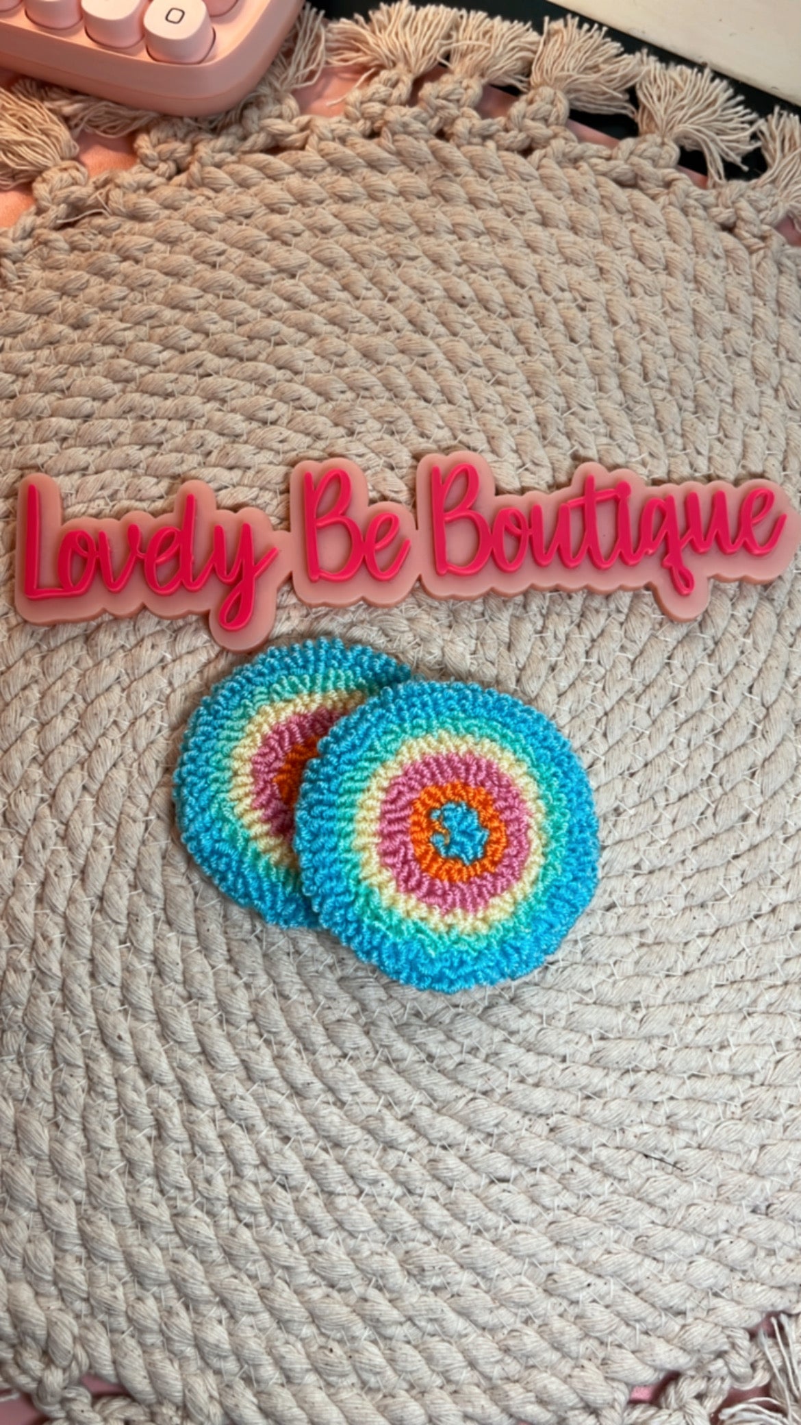 Blue rainbow car coasters