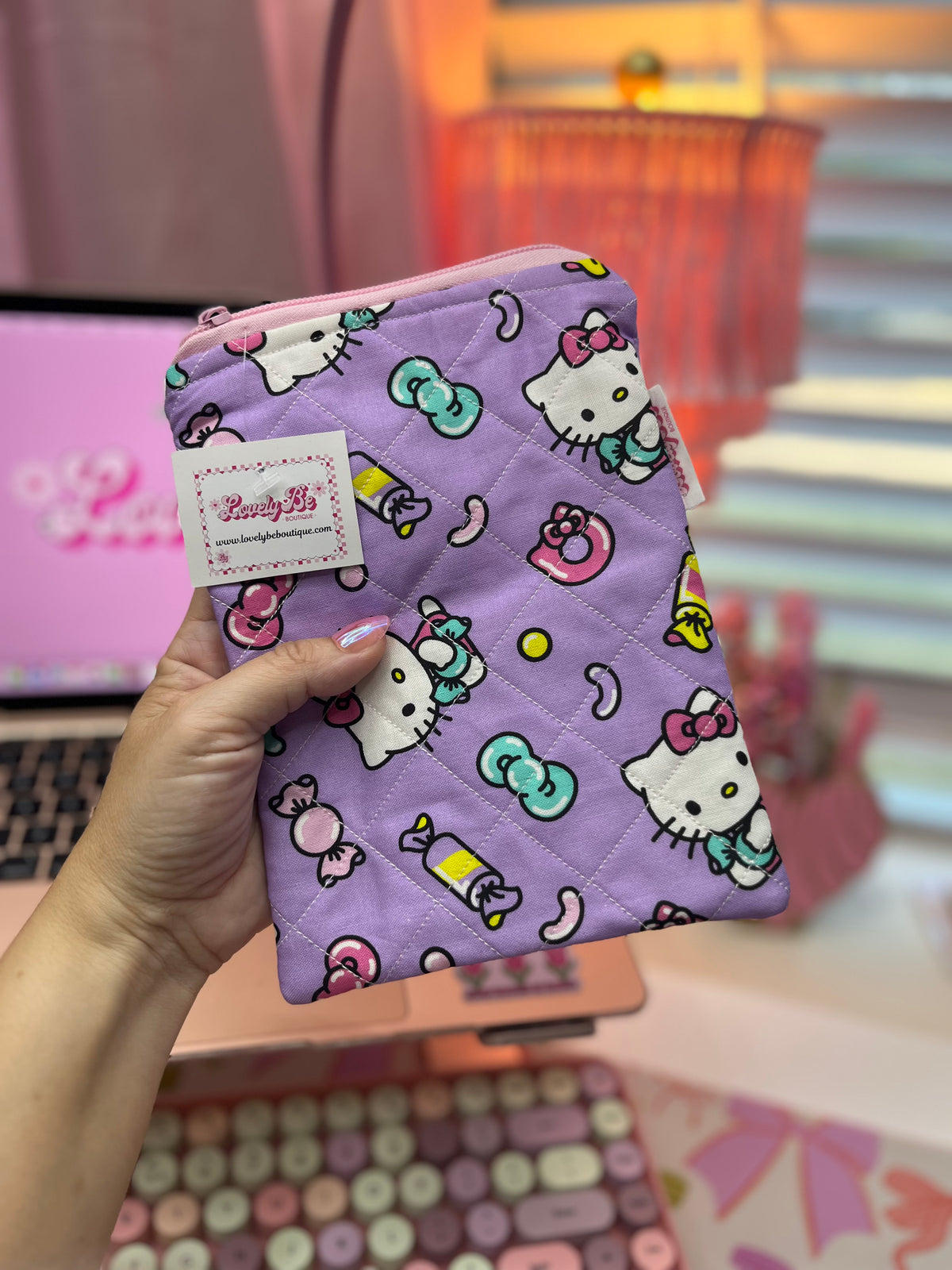 Purple Kitty & Candy zipper pouch