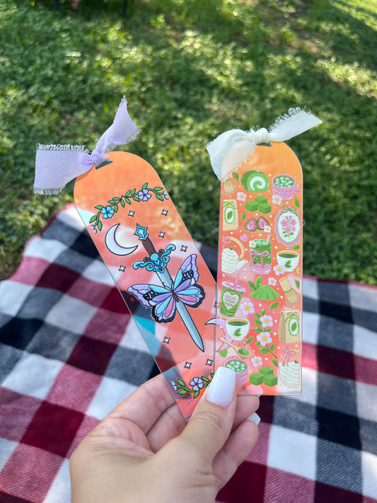 Dreamy stars & Matcha Lover Iridescent Bookmark