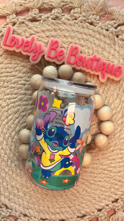 Blue alien/kitty plastic cup