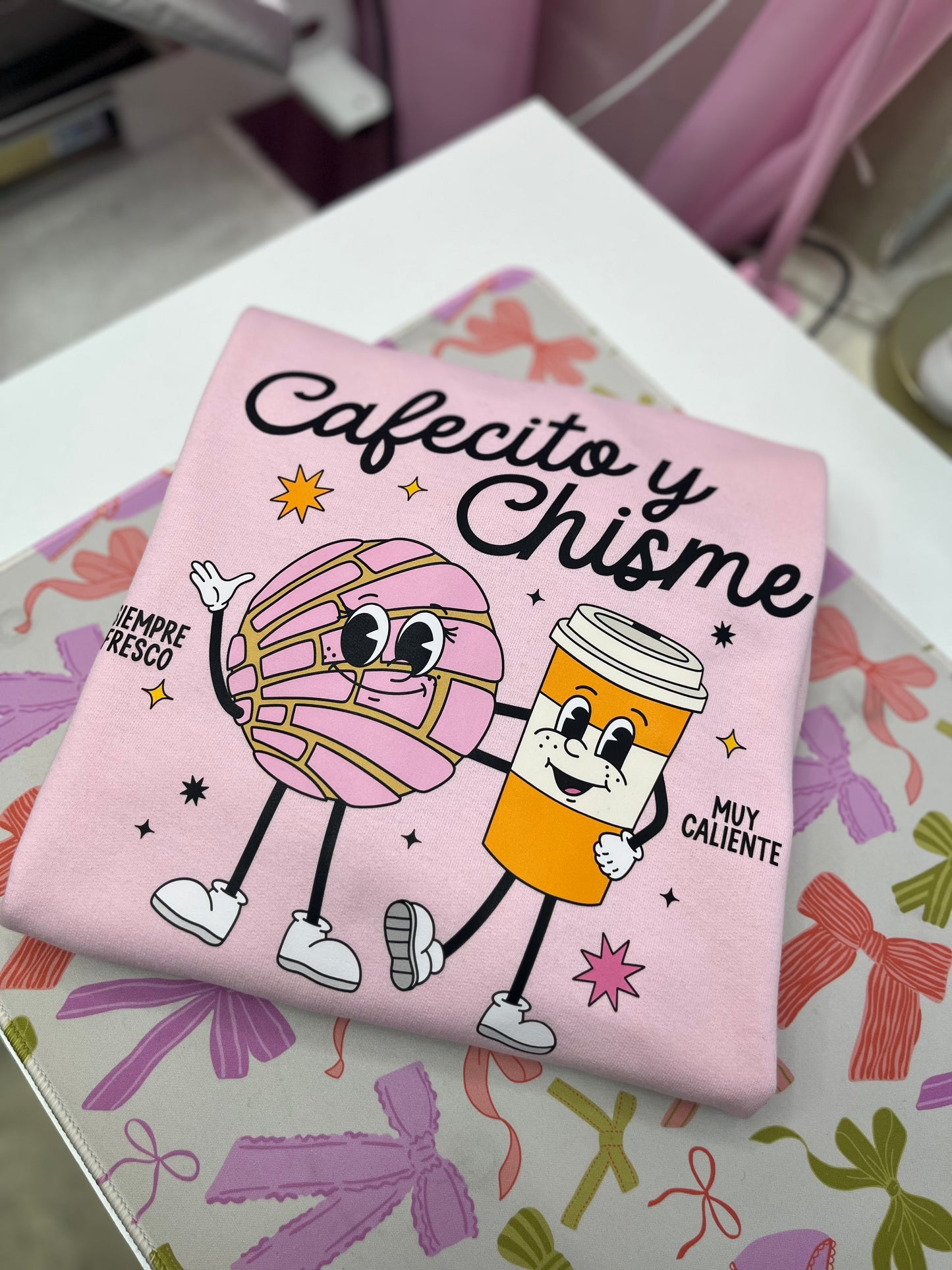 Cafecito Y Chisme Pink sweater
