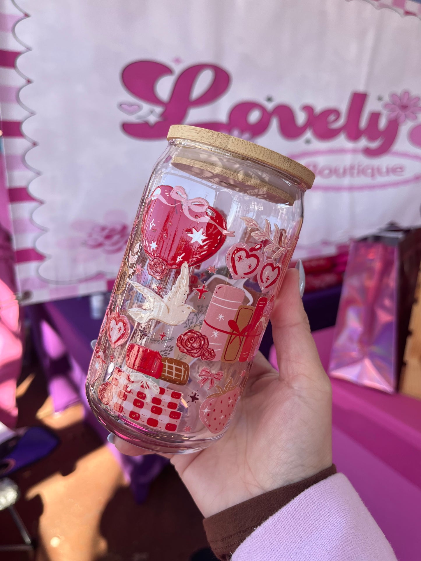 Teddy Bear Valentine glass cup