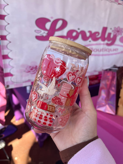 Teddy Bear Valentine glass cup