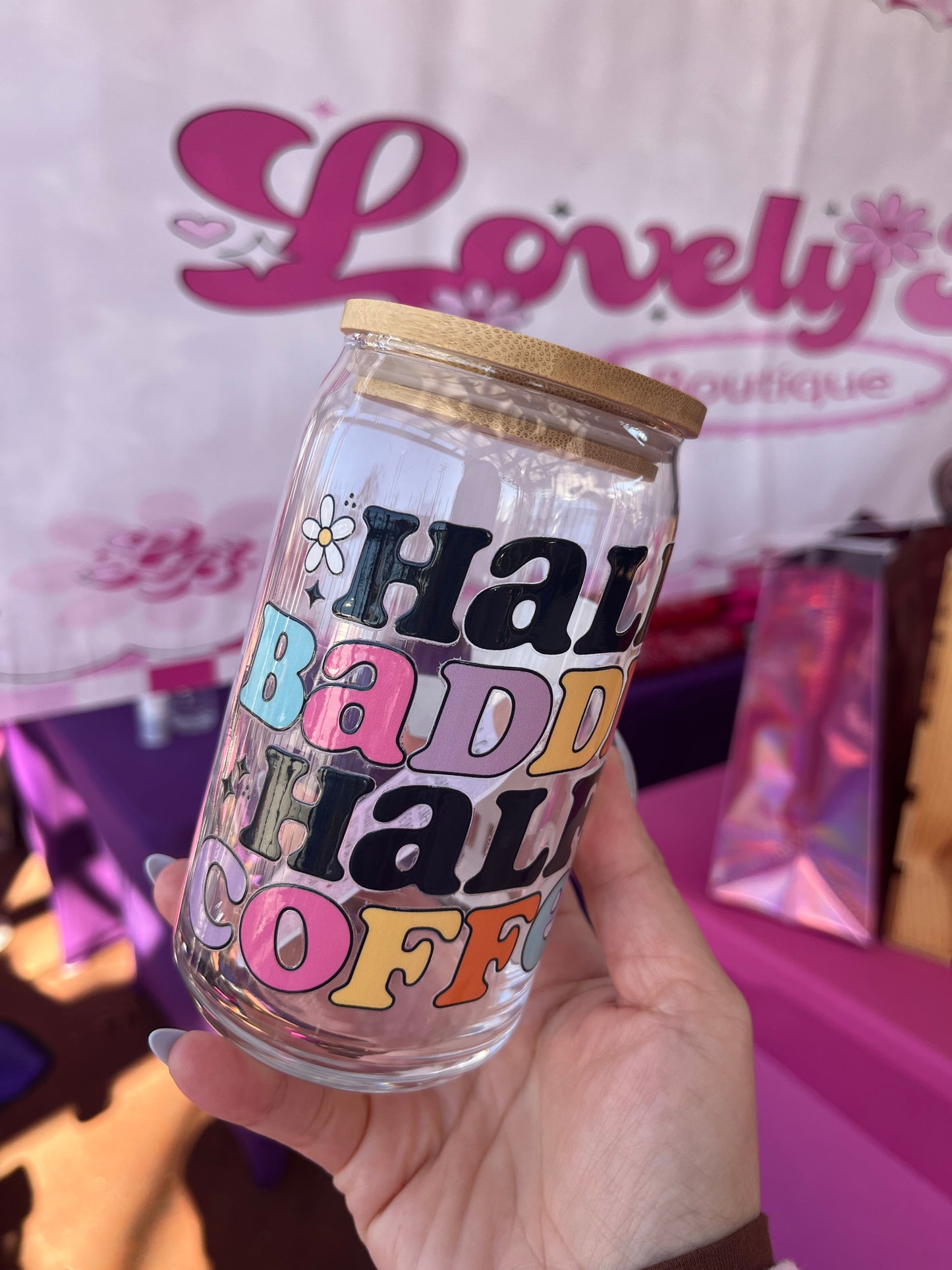 Half Baddie half coffee glass cup￼