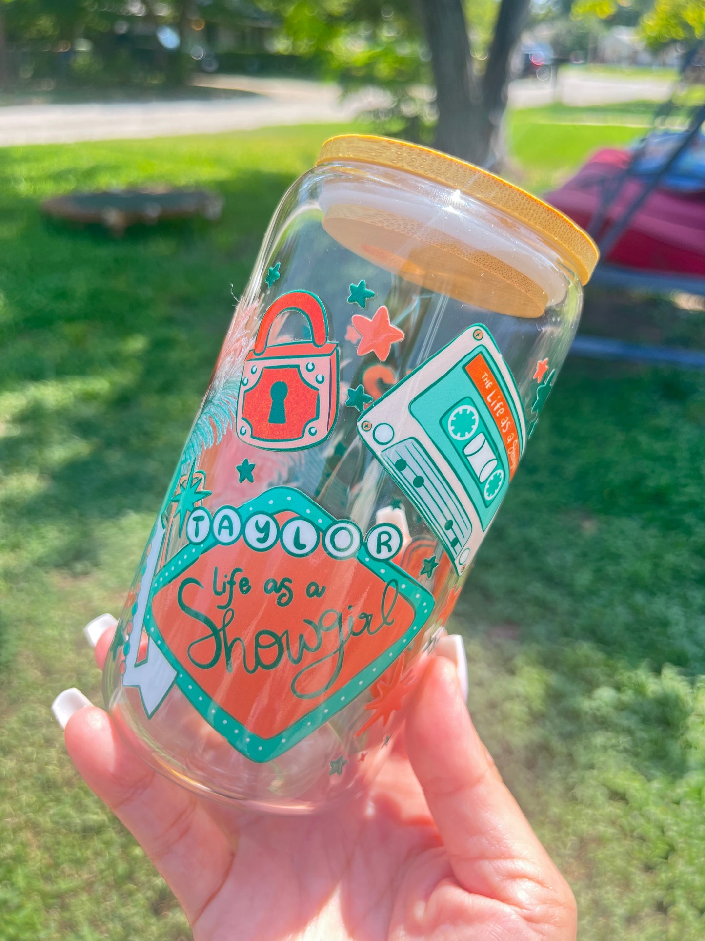 Life of a Showgirl glass cup