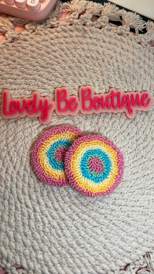 Pink Rainbow car coasters