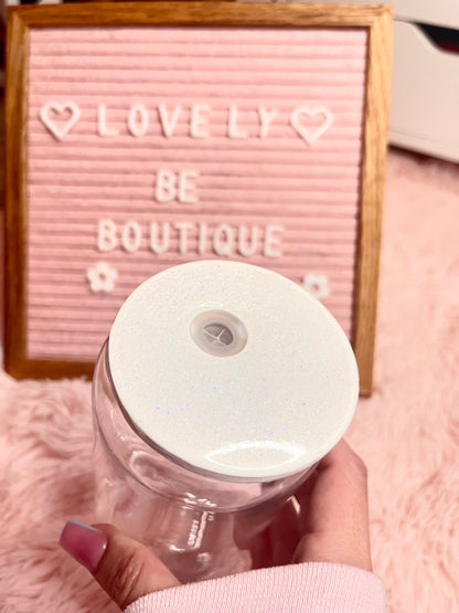 White resin glitter lid (lid only)