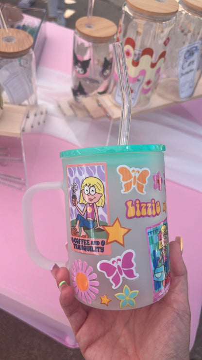 Lizzie girl frosted glass mug/ OOPSIE CUP!