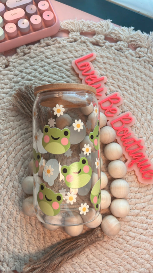 Cute Froggies glass cup