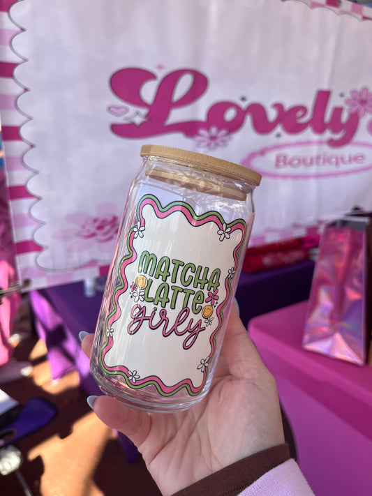 Matcha Girly glass cup