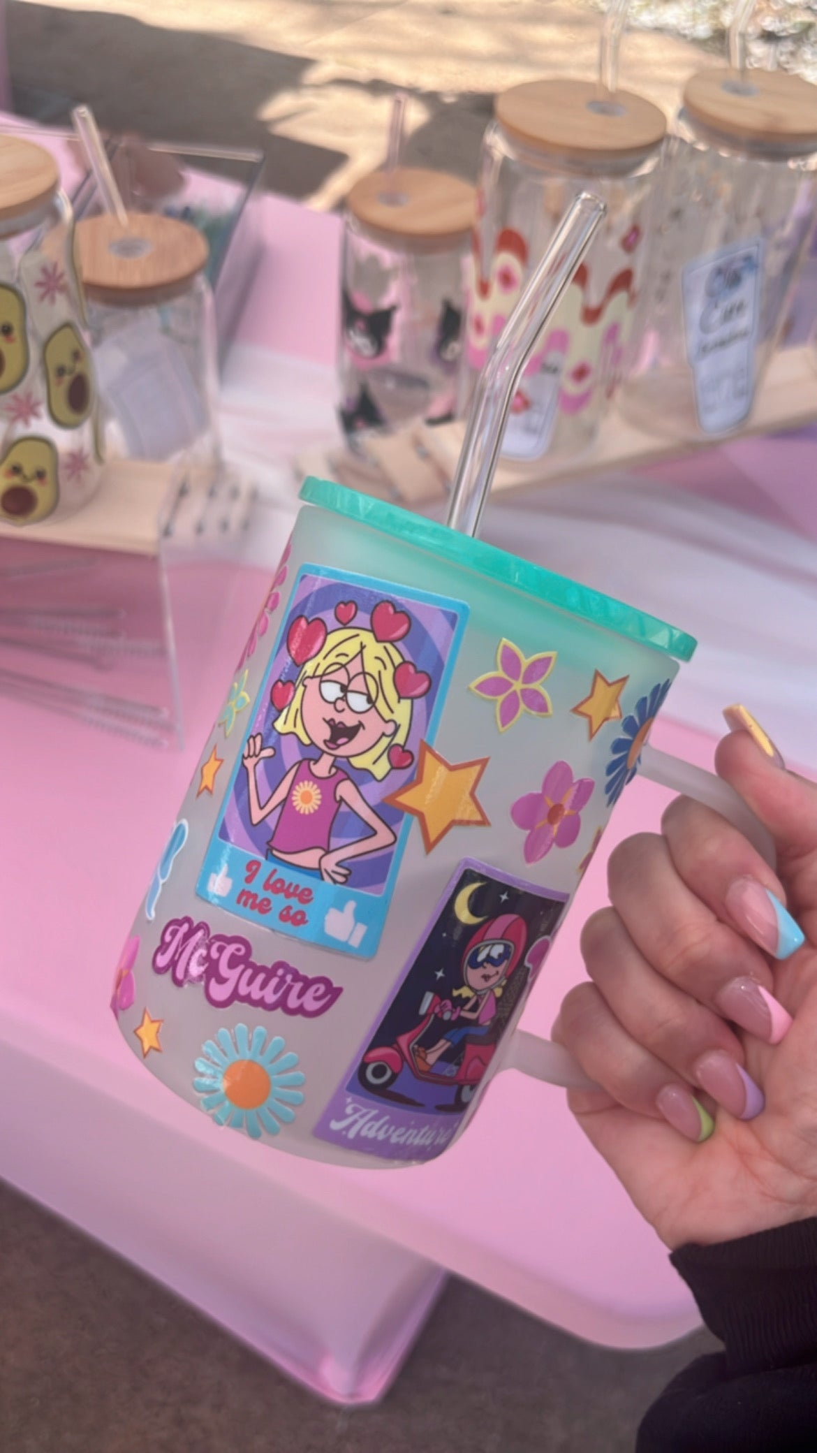 Lizzie girl frosted glass mug/ OOPSIE CUP!