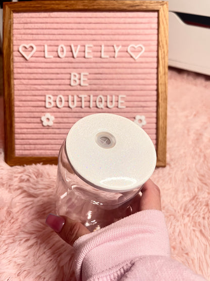 White resin glitter lid (lid only)
