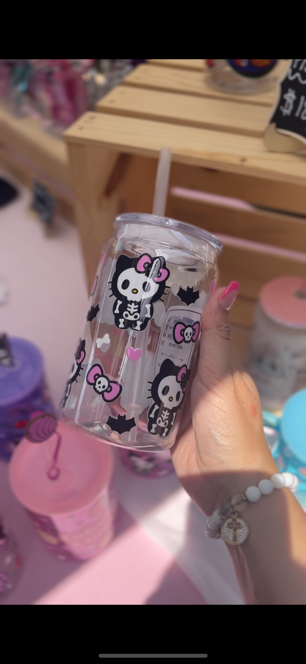 Kitty skeleton plastic libby cup