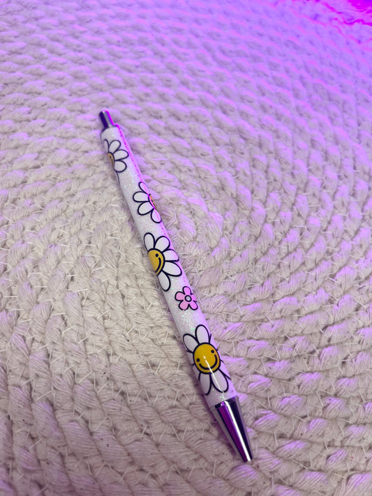 Glitter pen/ Cute Daisies ink pen