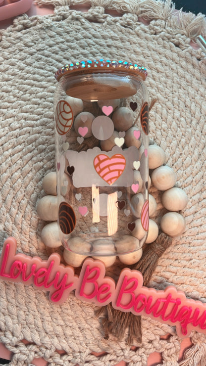 Coffee y Chisme glass cup bling lid bundle