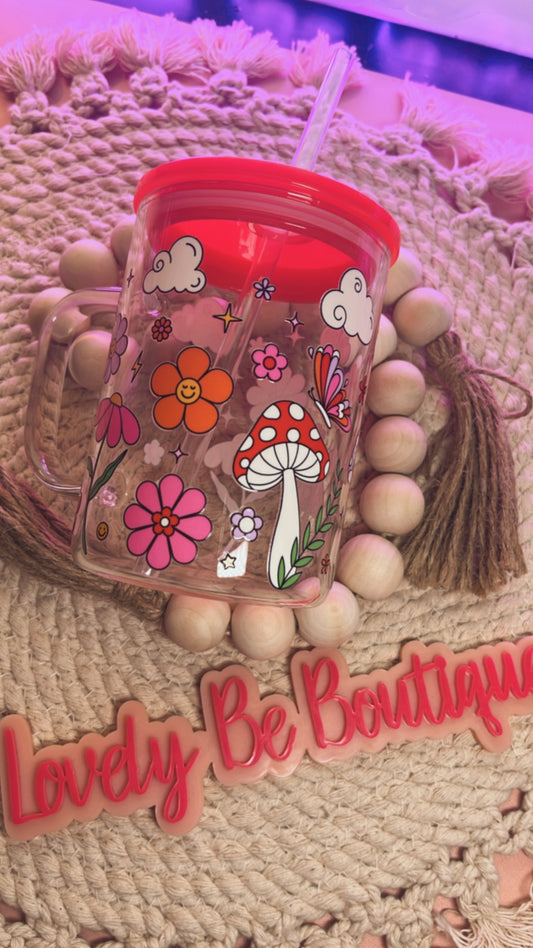 Spring fever red glass mug