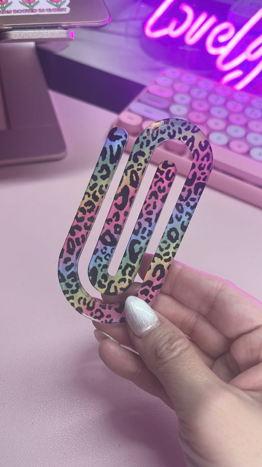 Rainbow Cheetah jumbo paperclip