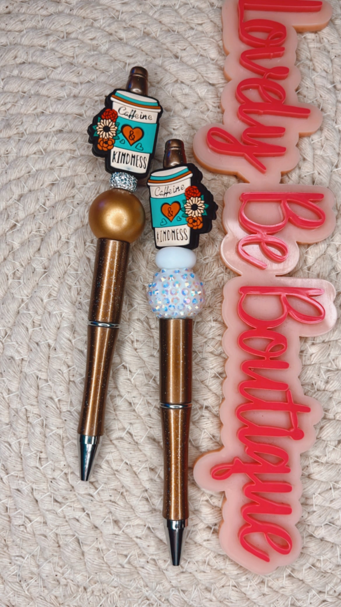 Coffee and Kidness Floral beaded pen